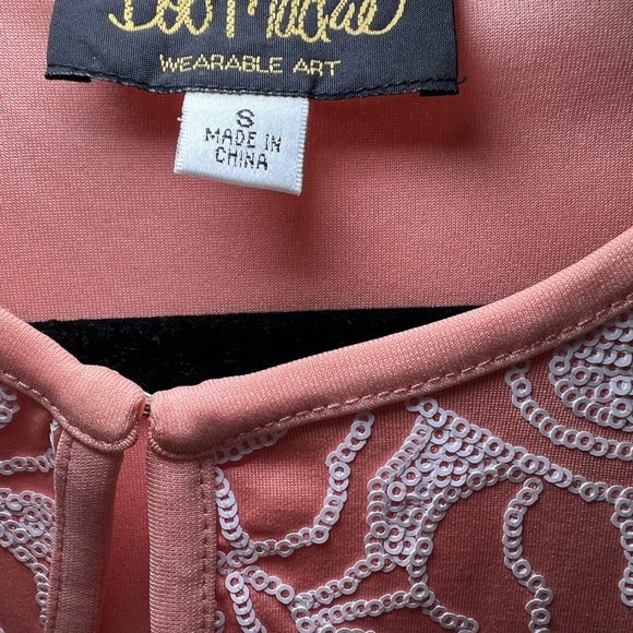 Bob Mackie Wearable Art Peach Floral Textured Jacket Cardigan Small Cropped - Picture 3 of 9